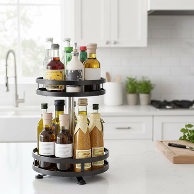 Plateau tournant parfait pour ranger vos matériaux de cuisine